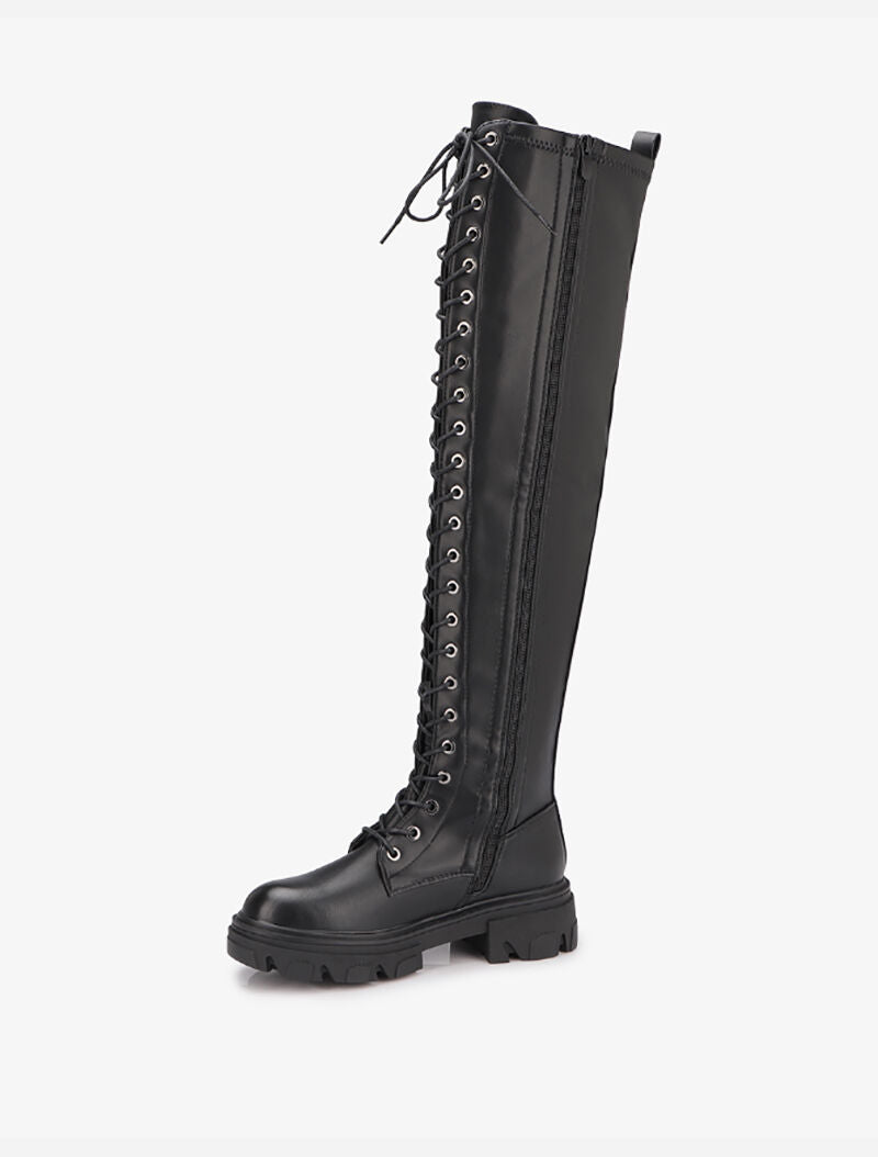 Cuissardes à lacets style rangers - Noir - 4