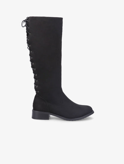 Bottes en suédine à lacets style corsage - Noir - 1
