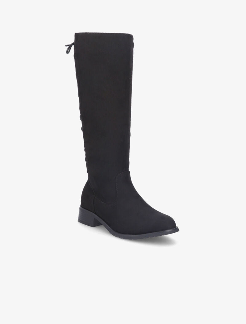 Bottes en suédine à lacets style corsage - Noir - 2
