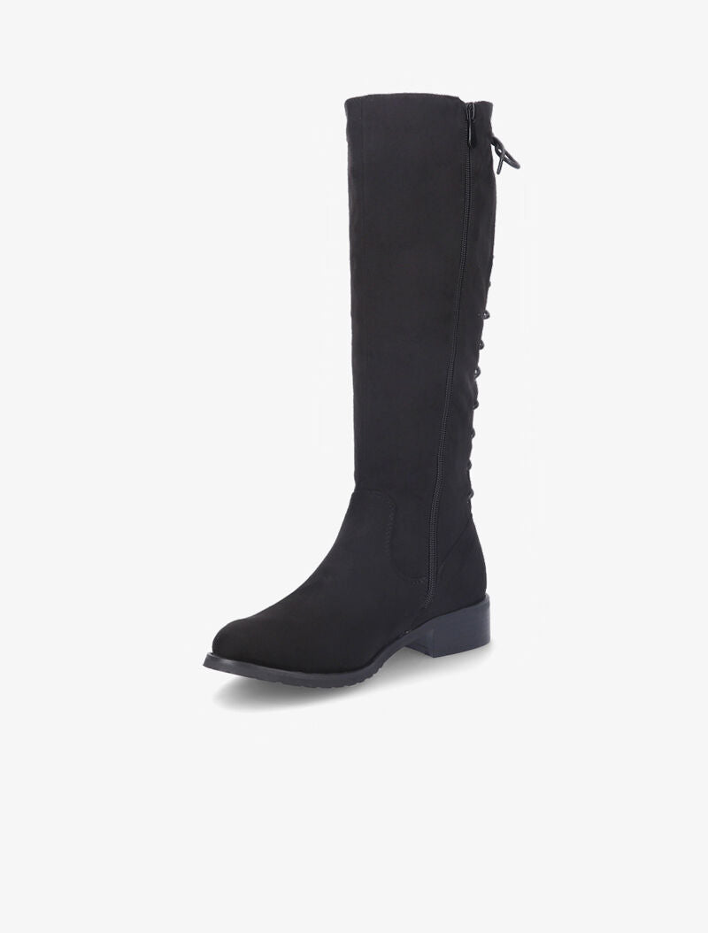 Bottes en suédine à lacets style corsage - Noir - 3