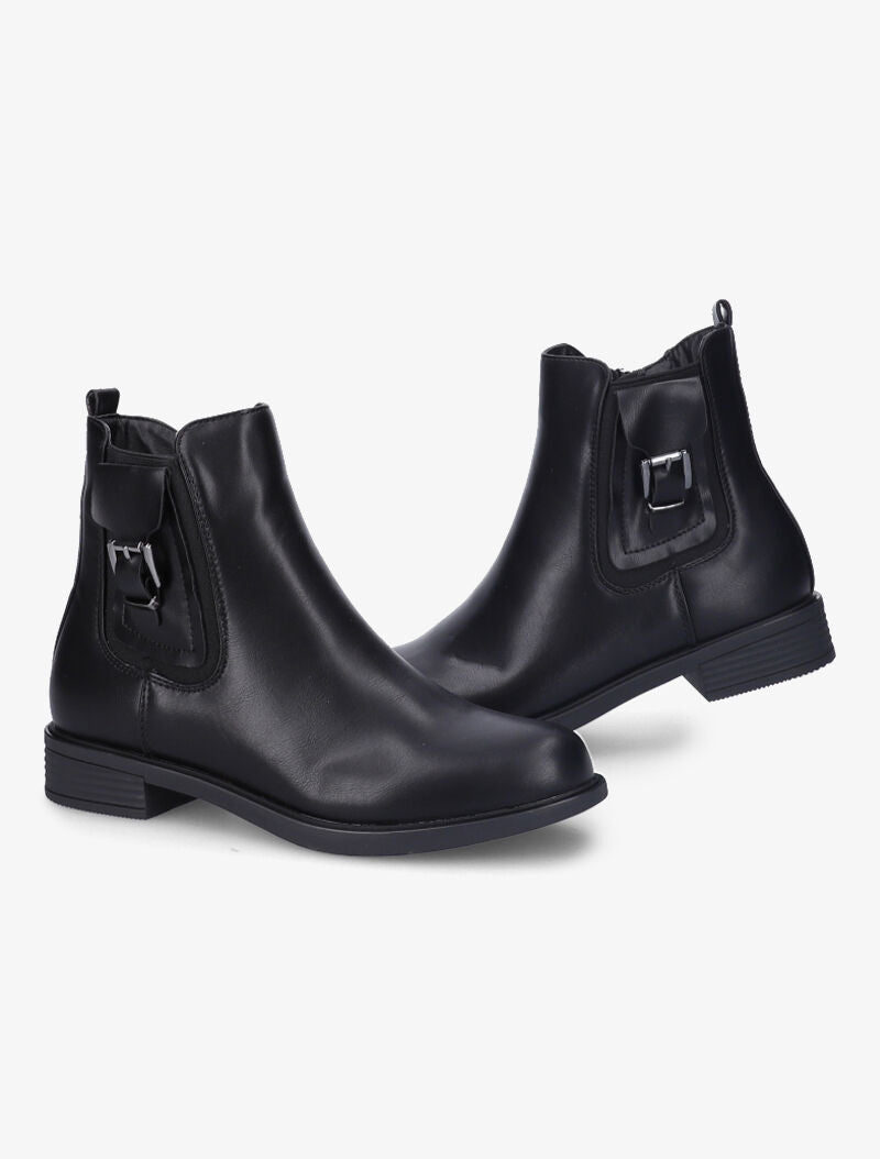 Bottines plates à boucle stylisée - Noir - 4