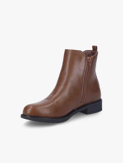 Bottines plates à boucle stylisée - Marron - 3