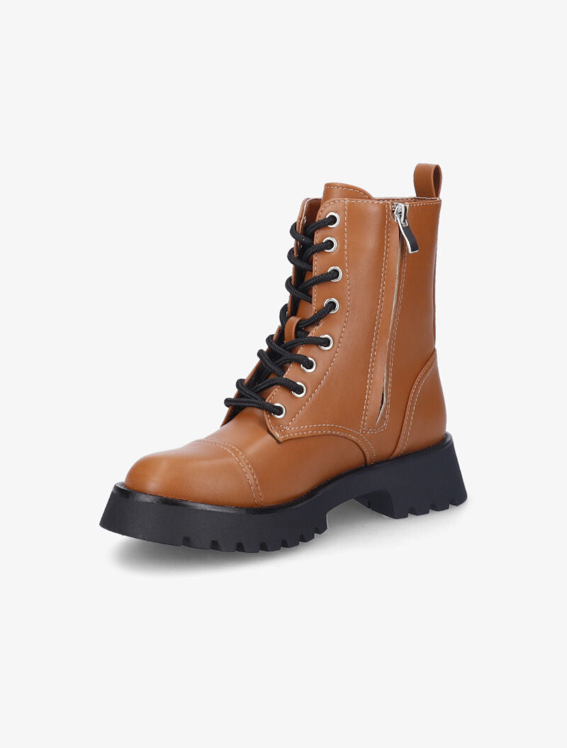 Bottines en simili à surpiqûres apparentes - Camel - 4