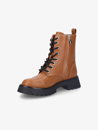 Bottines en simili à surpiqûres apparentes - Camel - 4