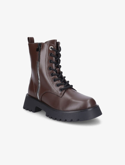 Bottines à zip décoratif stylisé - Marron - 2