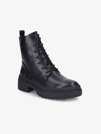 Bottines en simili à lacets - Noir - 2