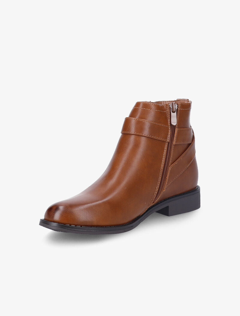 Bottines plates avec cadena doré décoratif - Camel - 3