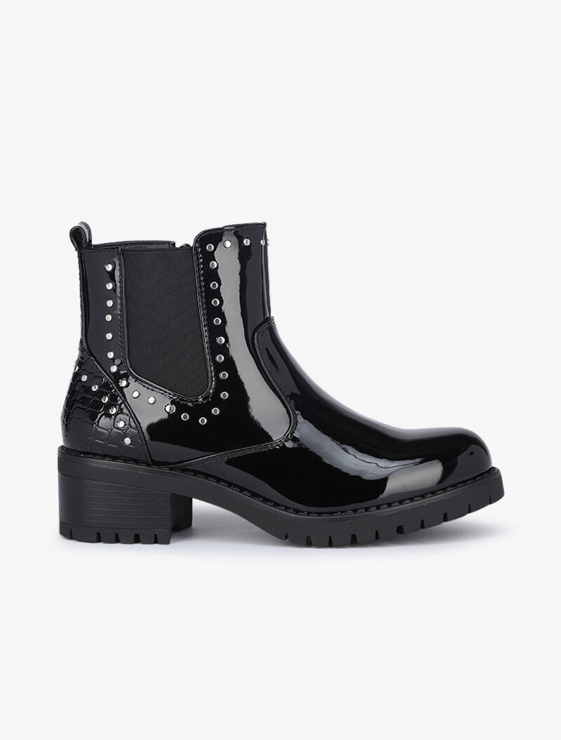 Bottines vernies à poinçons - Noir - 2