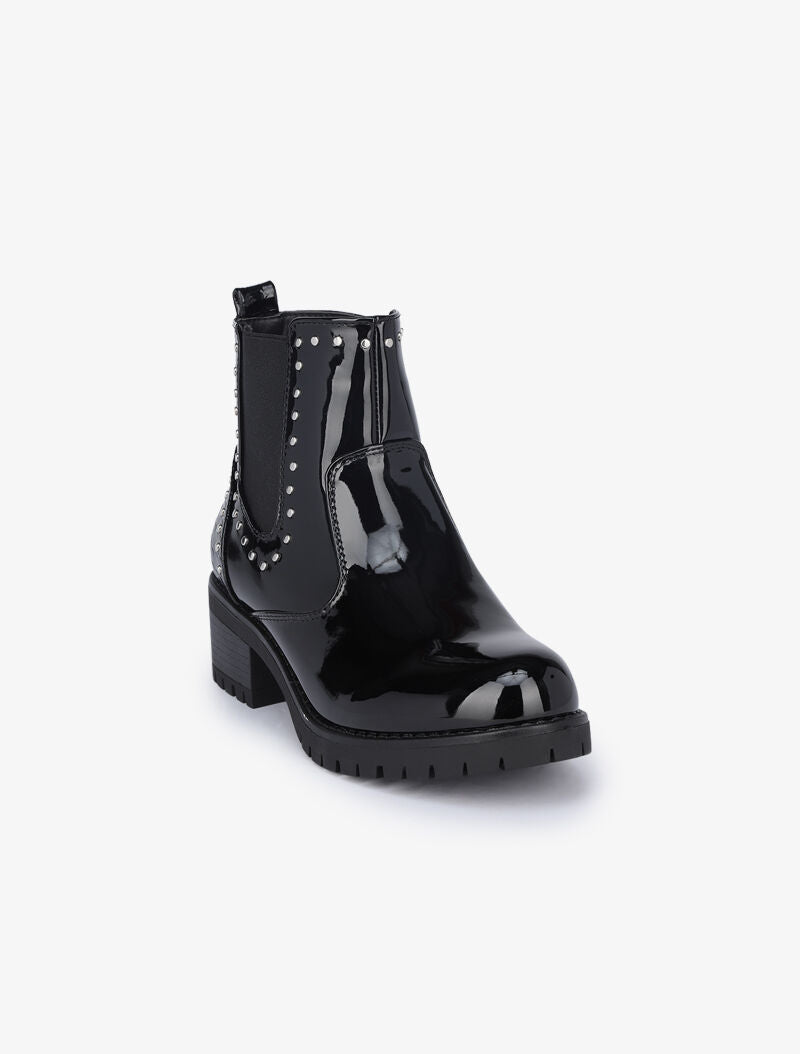 Bottines vernies à poinçons - Noir - 3
