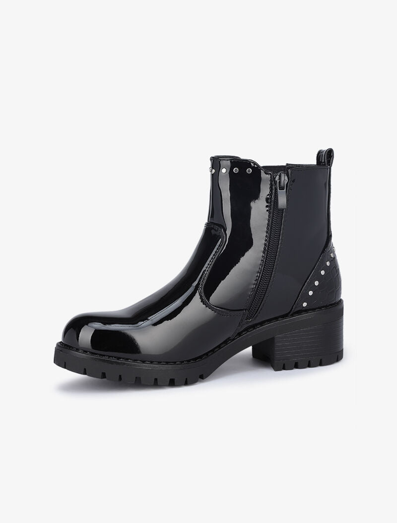 Bottines vernies à poinçons - Noir - 4