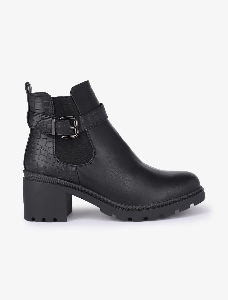 Bottines à détails croco - Noir - 2