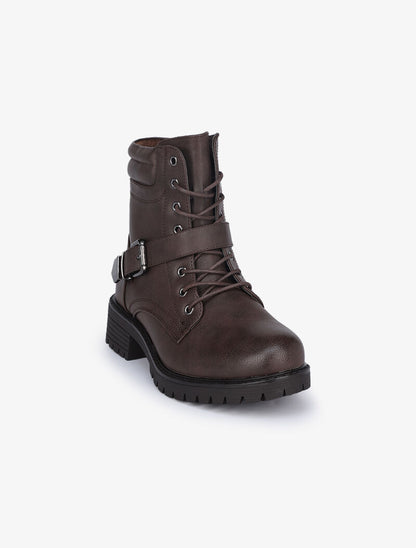 Boots à lacets et zips - Marron - 3