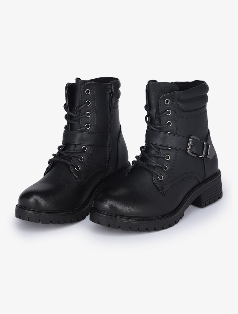 Boots à lacets et zips - Noir - 5
