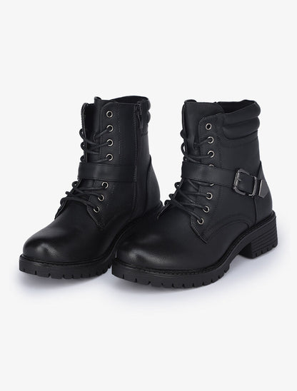 Boots à lacets et zips - Noir - 5