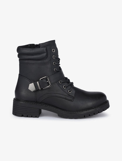 Boots à lacets et zips - Noir - 2