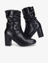 Bottines en simili à effet plissé - Noir - 1