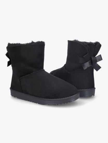 Boots fourrées basique à noeud - Noir - 4