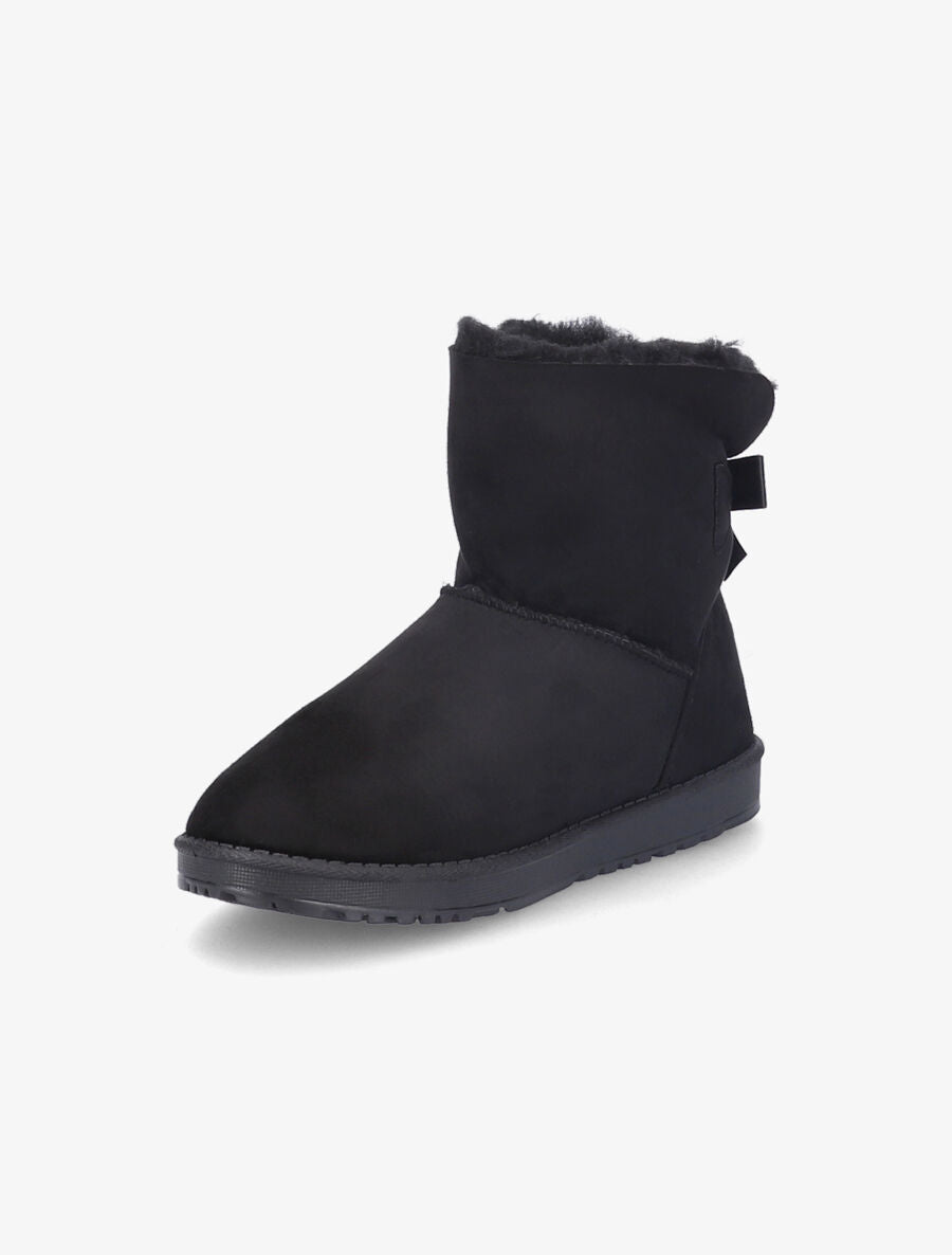 Boots fourrées basique à noeud - Noir - 3
