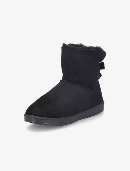 Boots fourrées basique à noeud - Noir - 3