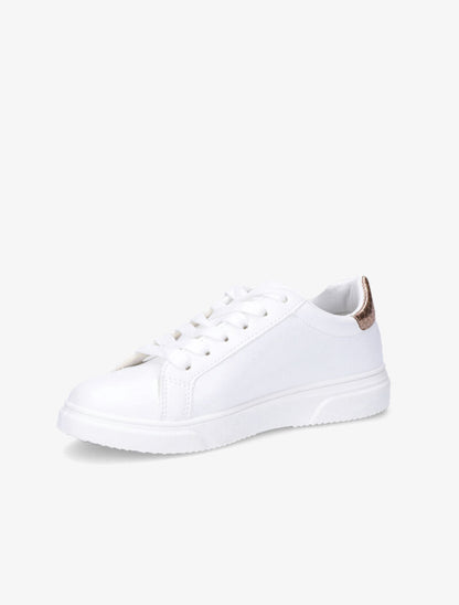 Sneakers à détails imprimés multi matière - Blanc/champagne - 4