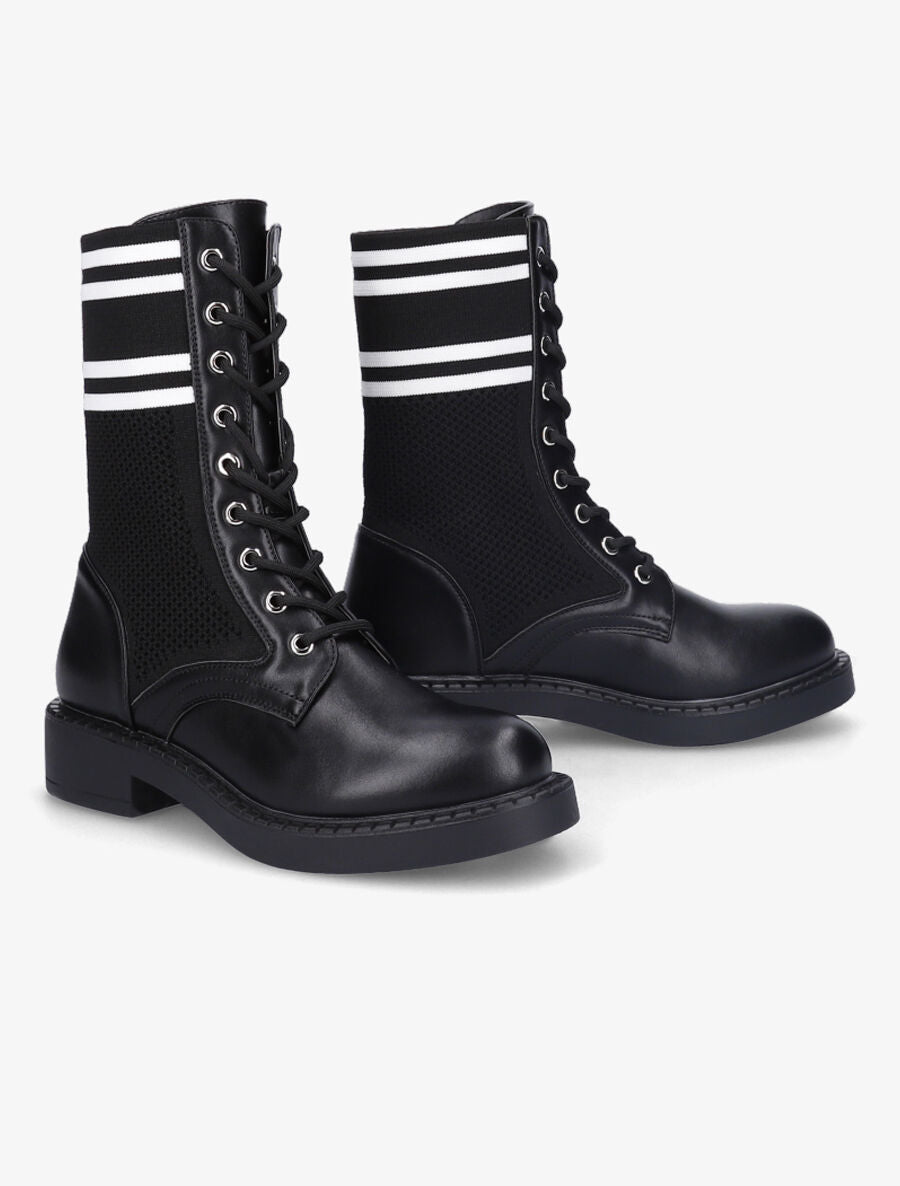 Rangers en toile et simili style chaussette - Noir - 4