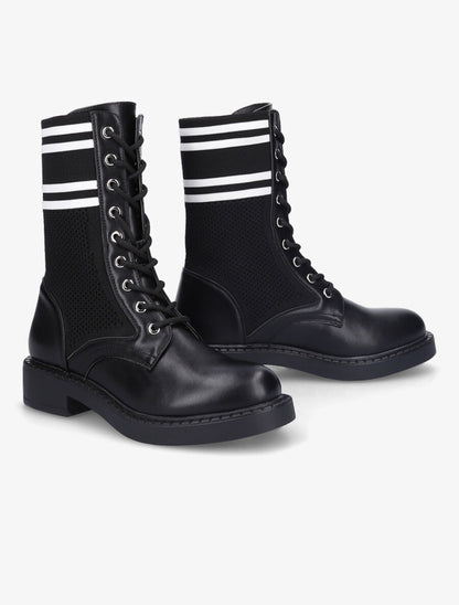 Rangers en toile et simili style chaussette - Noir - 4