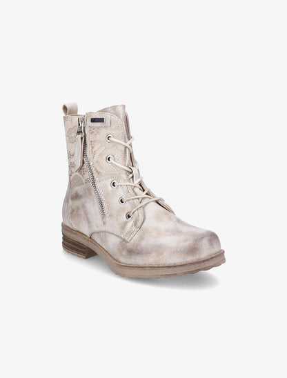 Bottines lacées à détail dentelle - Beige/doré - 2