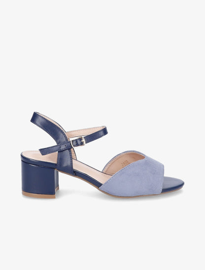 Sandales bi-matière à ganse stylisée - Bleu - 5
