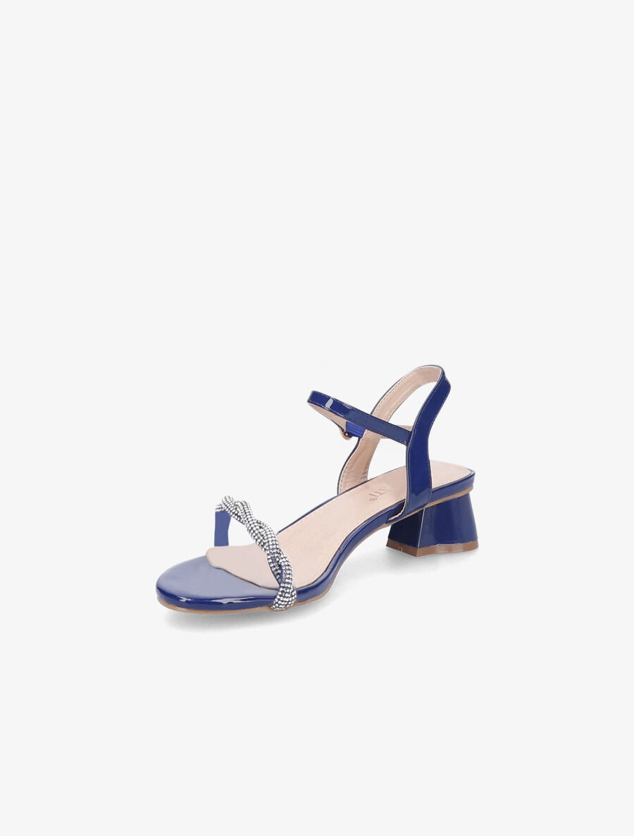 Sandales vernies à ganse en strass torsadée - Bleu - 3