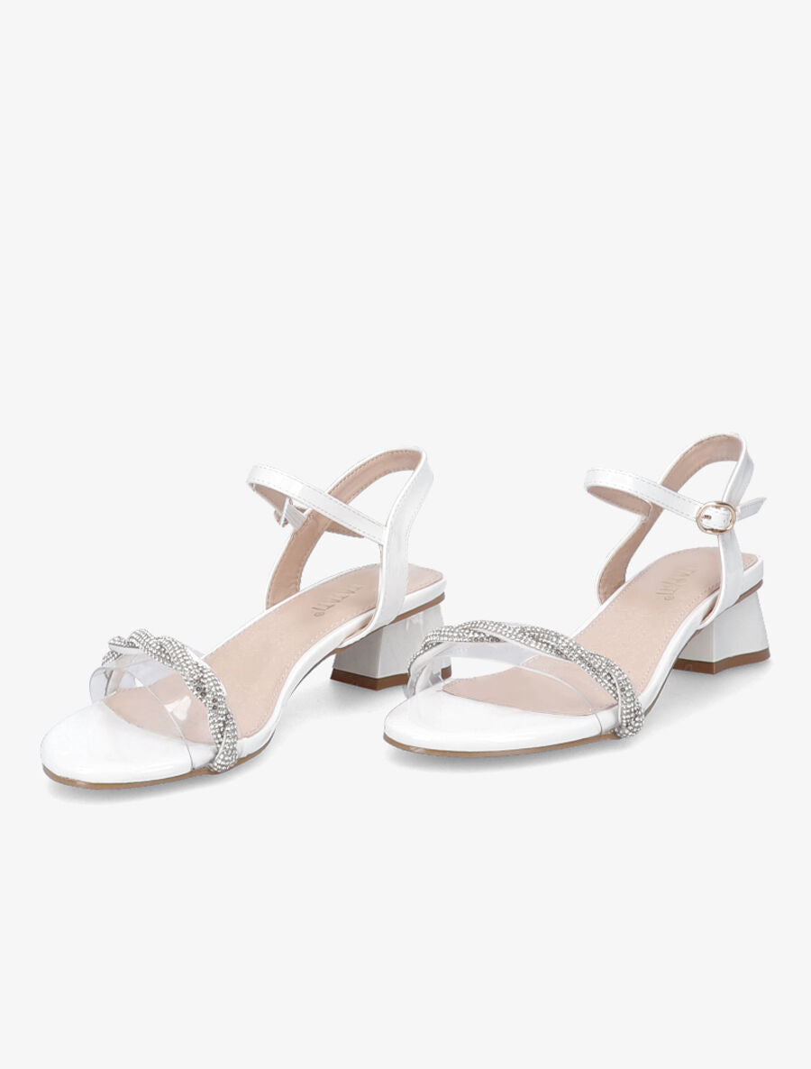 Sandales vernies à ganse en strass torsadée - Blanc - 4