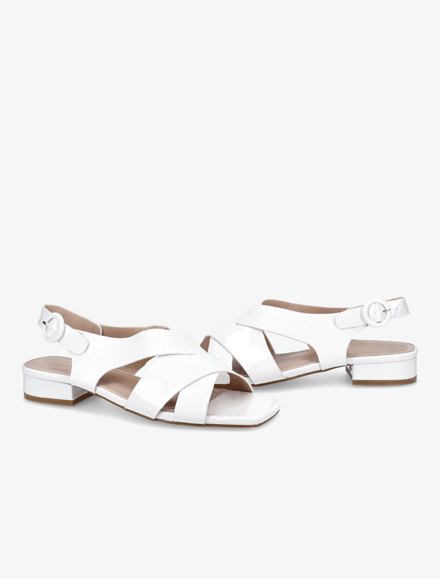 Sandales vernies à ganses entrelacées effet croco - Blanc - 4