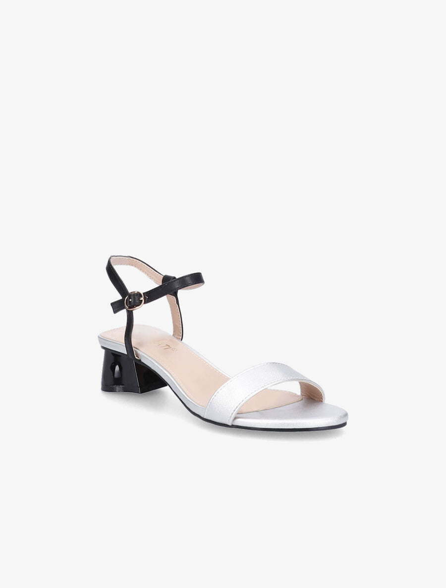 Sandales à bride et talons stylisés - Noir/argent - 2
