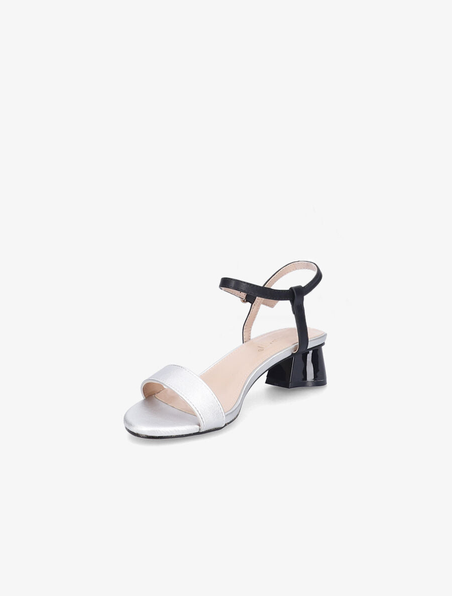 Sandales à bride et talons stylisés - Noir/argent - 3