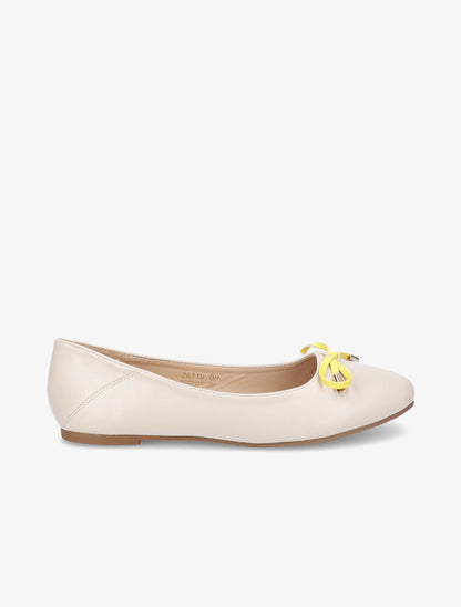Ballerines à noeud contrastant - Beige - 1