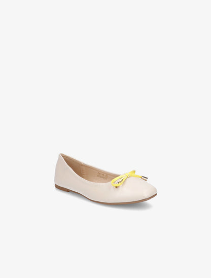 Ballerines à noeud contrastant - Beige - 2