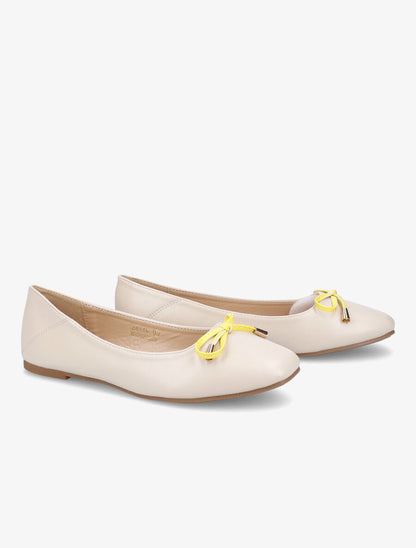 Ballerines à noeud contrastant - Beige - 4