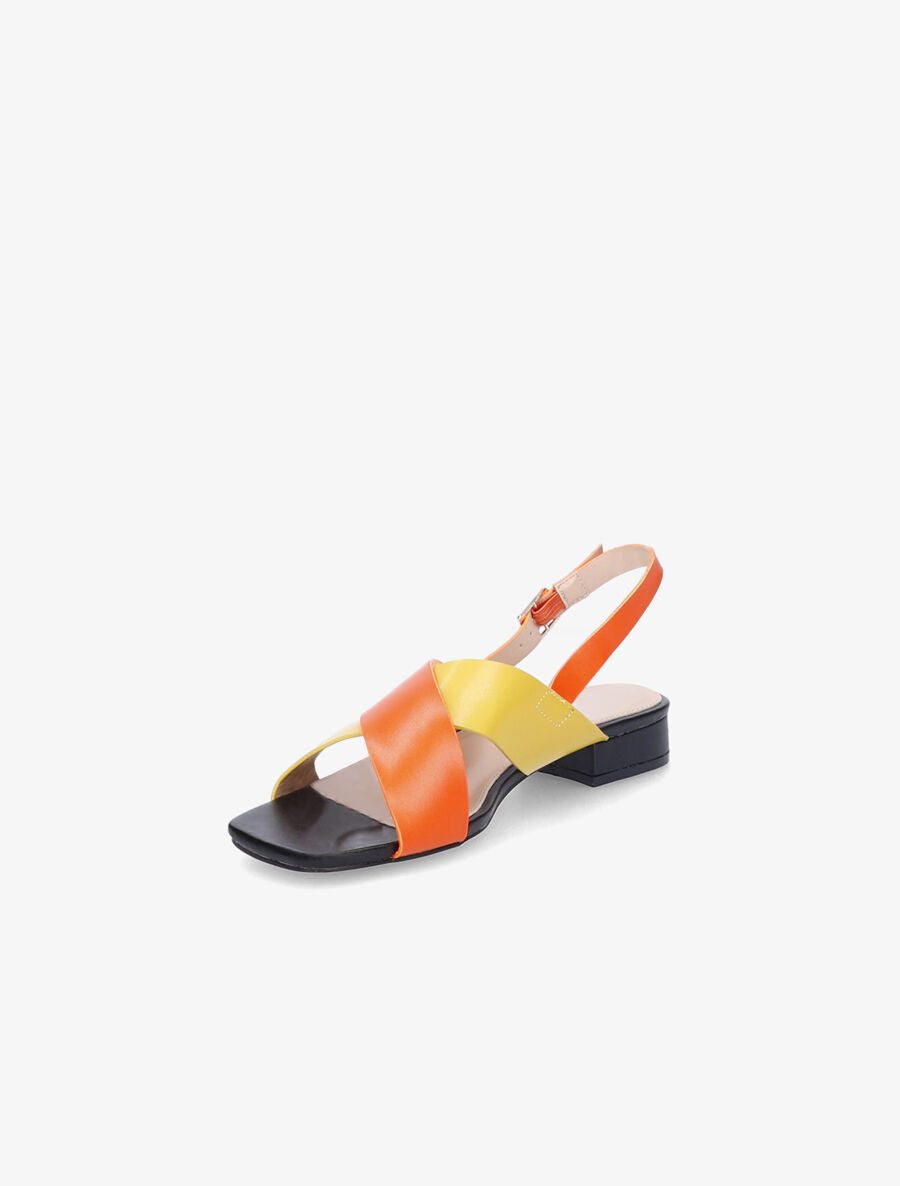 Sandales à ganses croisées et bouts carrés - Orange - 3