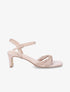 Sandales à talons rayés et ganses style noeud - Beige - 1