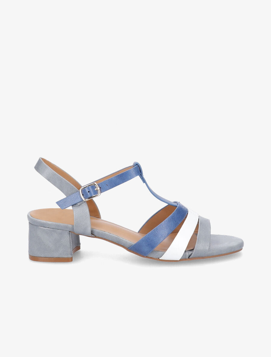 Sandales à brides salomé et triple ganses - Bleu - 5