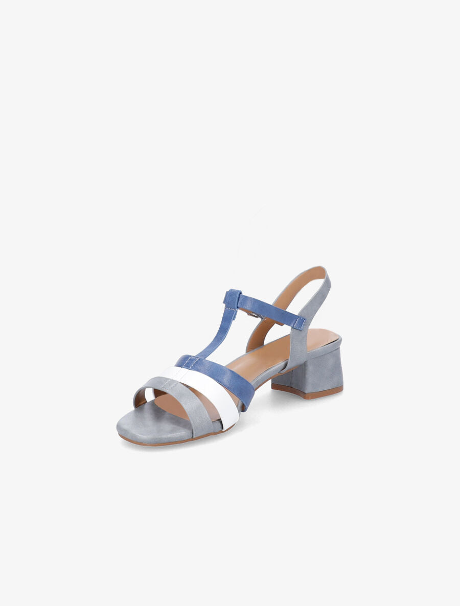 Sandales à brides salomé et triple ganses - Bleu - 3