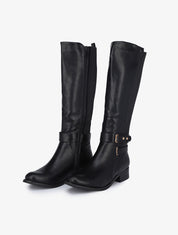 Bottes à bride et bandes élastiquées - Noir - 5