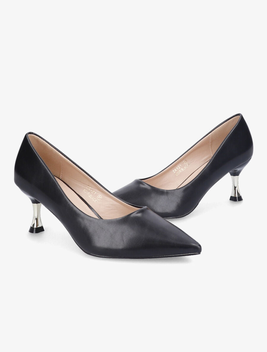Escarpins à talons bobines métallisés - Noir - 4