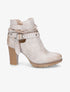 Bottines à talons et lanières cloutées - Beige/doré - 5