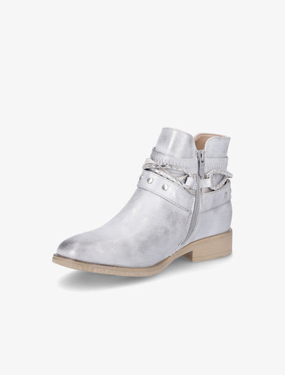 Bottines à lanières cloutées et liens - Gris clair/argent - 3