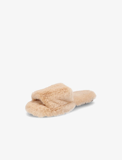 Claquettes en fourrure synthétique - Camel - 3