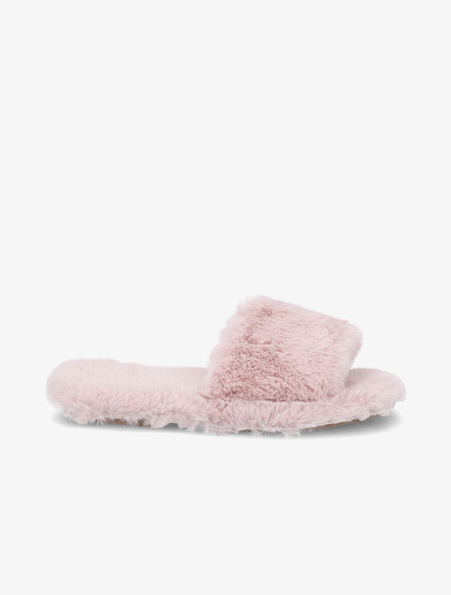 Claquettes en fourrure synthétique - Rose - 5