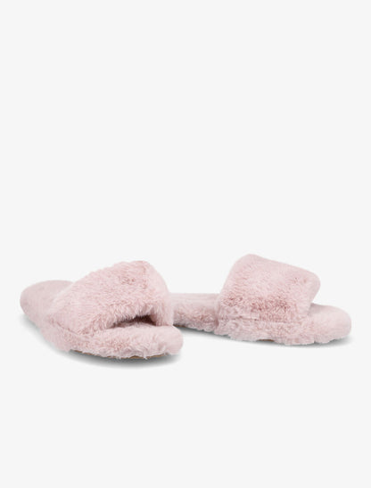 Claquettes en fourrure synthétique - Rose - 4