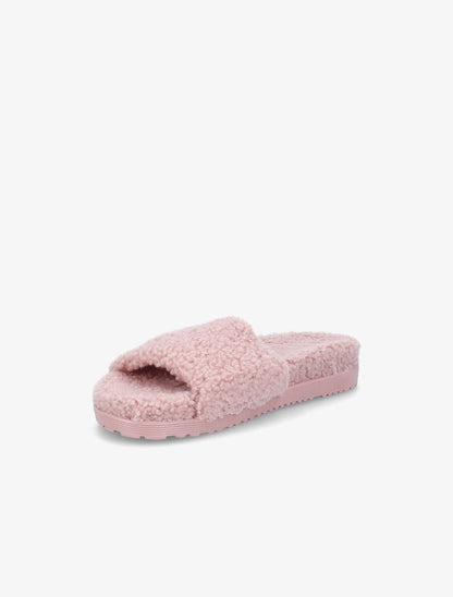 Claquettes effet laine bouclée - Rose - 3