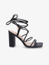 Sandales à talons et lacets - Noir - 5