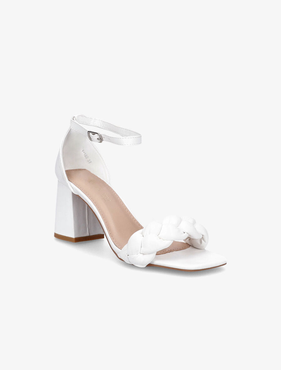 Sandales à talons et ganses tressées - Blanc - 2